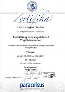 Zertifikat Yogalehrer