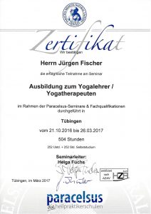 Zertifikat Yogalehrer